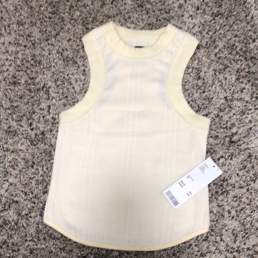 NWT Urban Outfitters cream ribbed cropped tank top XS.